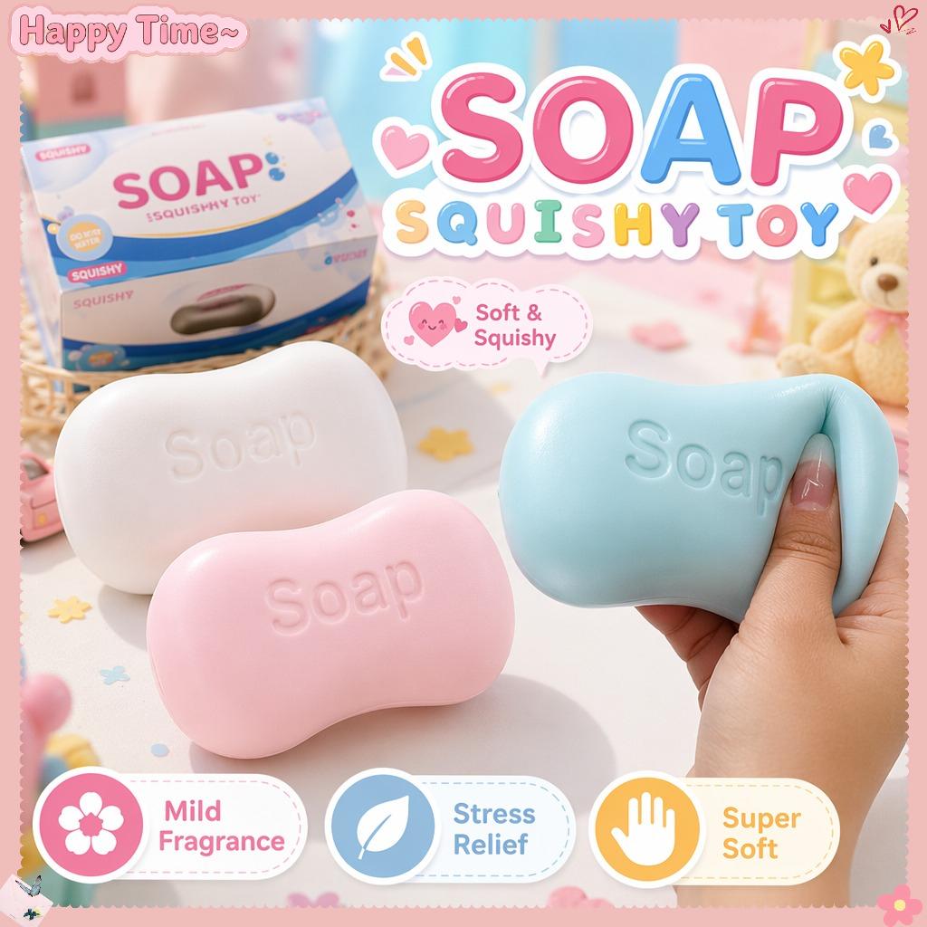 Soap Squishy Realistic, Fun Soap Squishy, Slow Rebound, Soft Fidget Toy, Stress Relief, Sensory Toy, Cute, Viral on TikTok, Malaysia, for kids, gift, anxiety relief, crunchy squishy.