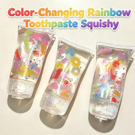 Color‑Changing Rainbow Toothpaste Squishy，Clear Icy Toothpaste Squishy FidgetStar ShopToy,  FunnyPrank Decompression Squeeze Toy for AdultKids Stress Release Gift