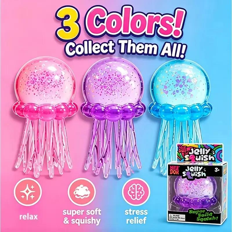 The Needoh Fuzz Ball toy is a squishy jellyfish-shaped toy in a mystery box, randomly colored, soft, and a cute, relaxing stress-relieving toy for sensory stress relief. toys maltose