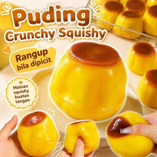 Caramel Pudding Squishy Ball DIY Realistic Dessert Squishy Toy Caramel Pudding Crispy Food Squishy Fidget Toy Stress Relief Toy Super Soft Kawaii Handmade Squishy Toy Gift For Kids Girls Friends