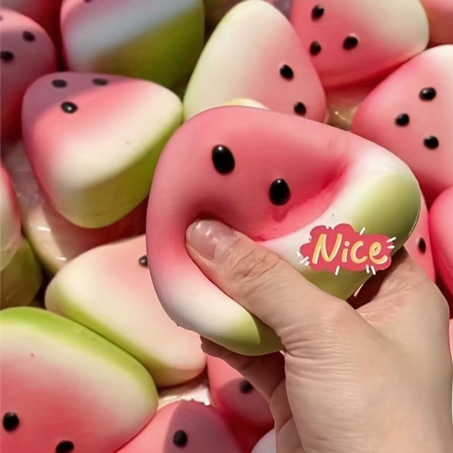Festive Pink & Green Watermelon Squeeze Toy Cute Squishies - Soft, Playful Texture, For Kids' Parties & Classroom Rewards, Christmas Halloween Thanksgiving Easter Eid Gift, Party Toy