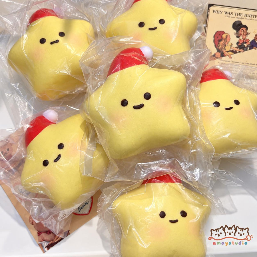 Christmas star stress-relief toy with slow rebound，Slow-Rising Food Squishy Toy, Cute Bread-Shaped Squishy Toy, Toast, Cake for Squeezing, Soft Fidget Toy for Stress Relief, Gift for Kids and Adults