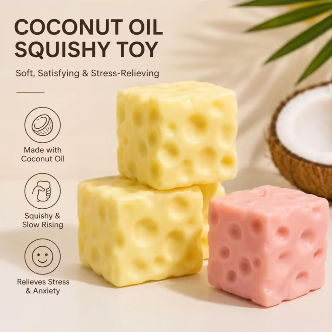 vaselin coconut oil cheese pressure toy Shape freely without rebounding Soft and elastic huge cheese Stretchable and kneaded freely Safe and odorless texture Portable stress relief toy  Daily entertainment